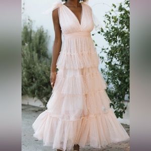 Delilah Tiered Pearl Maxi Dress